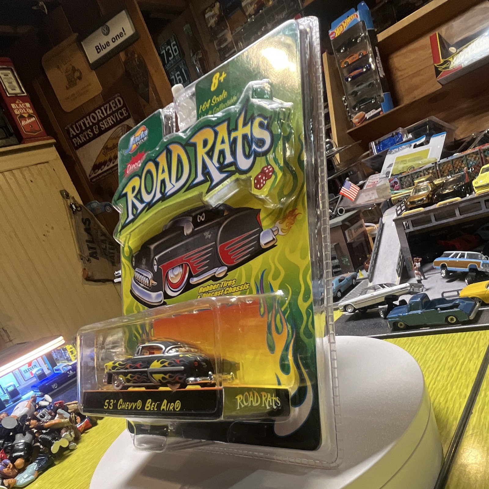 Jada Toys Road Rats 1953 Chevy Bel Air 1:64 Diecast Black/Yellow Flames