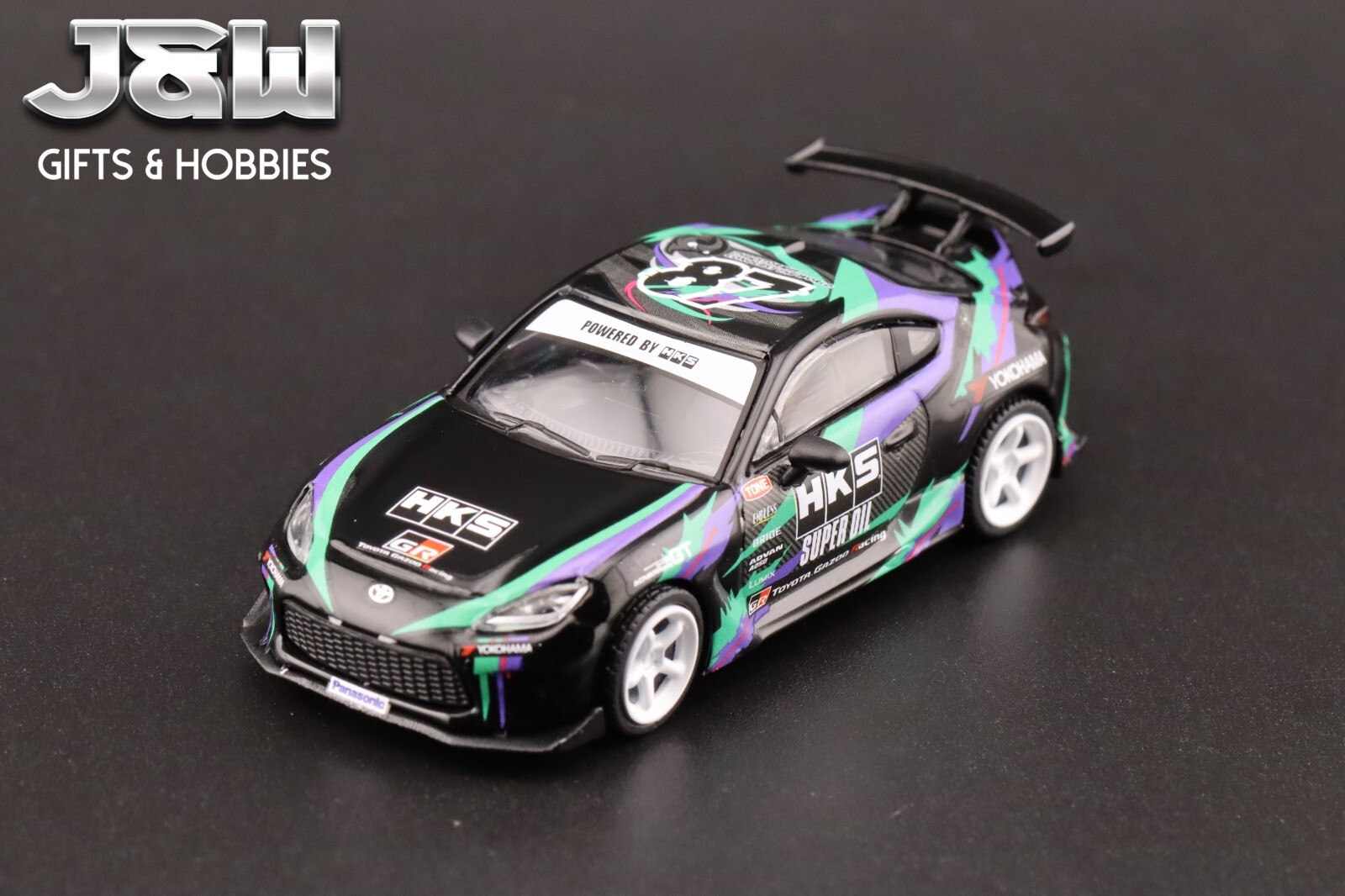 Tarmac Works Toyota GR86 Black HKS Global64 1/64