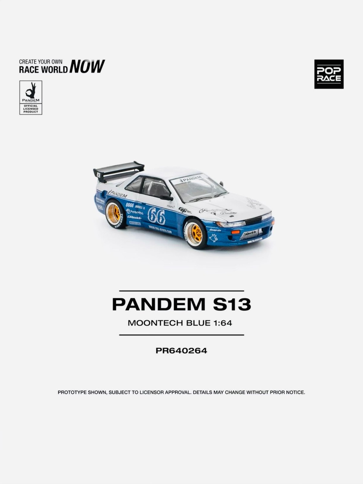 Pandem Silvia S13 Moontech Blue #264 Factory Sealed 1:64 Diecast Model Pop Race