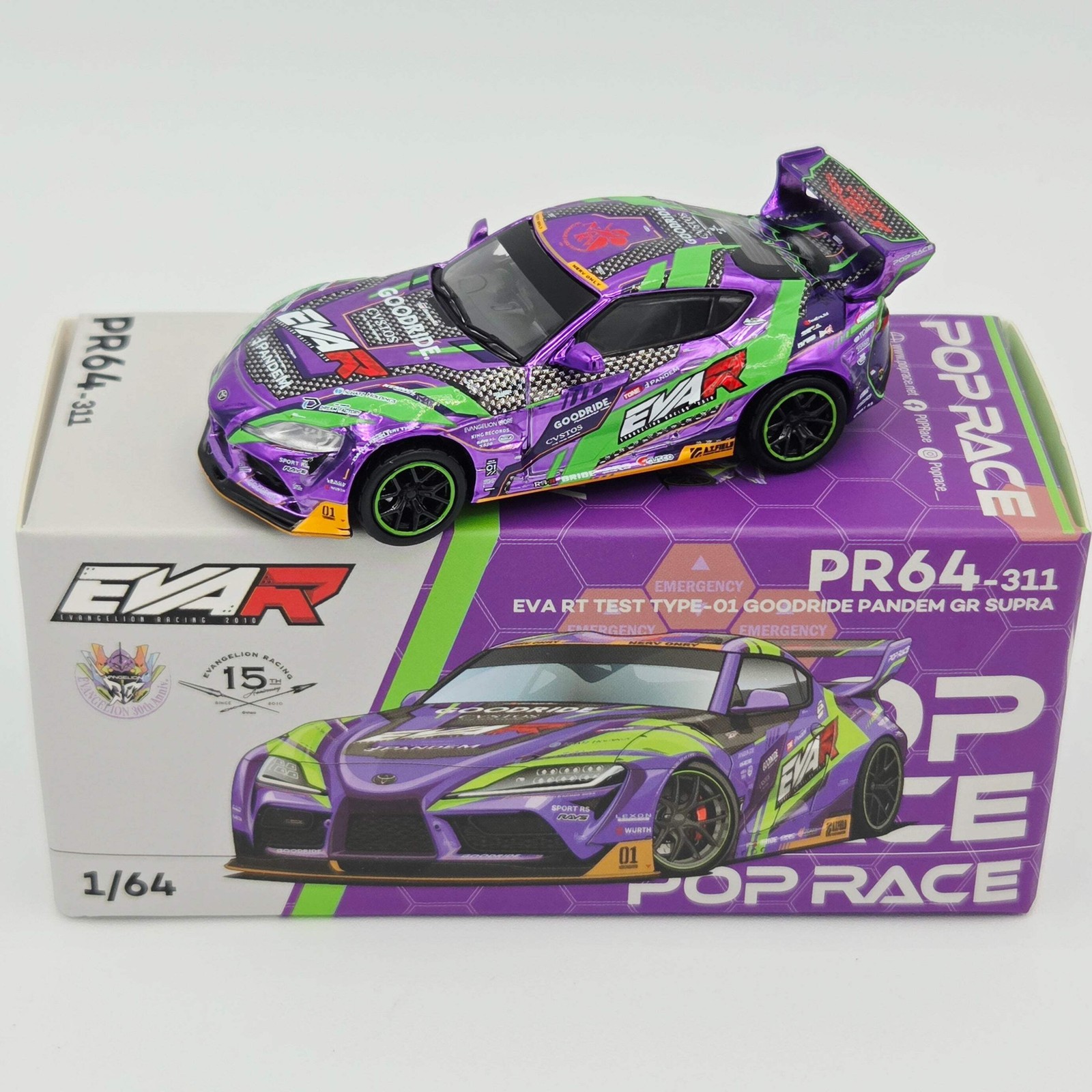 Pop Race Toyota GR Supra EVA RT Test Type-01 Goodride Pandem – 1:64 (2026)