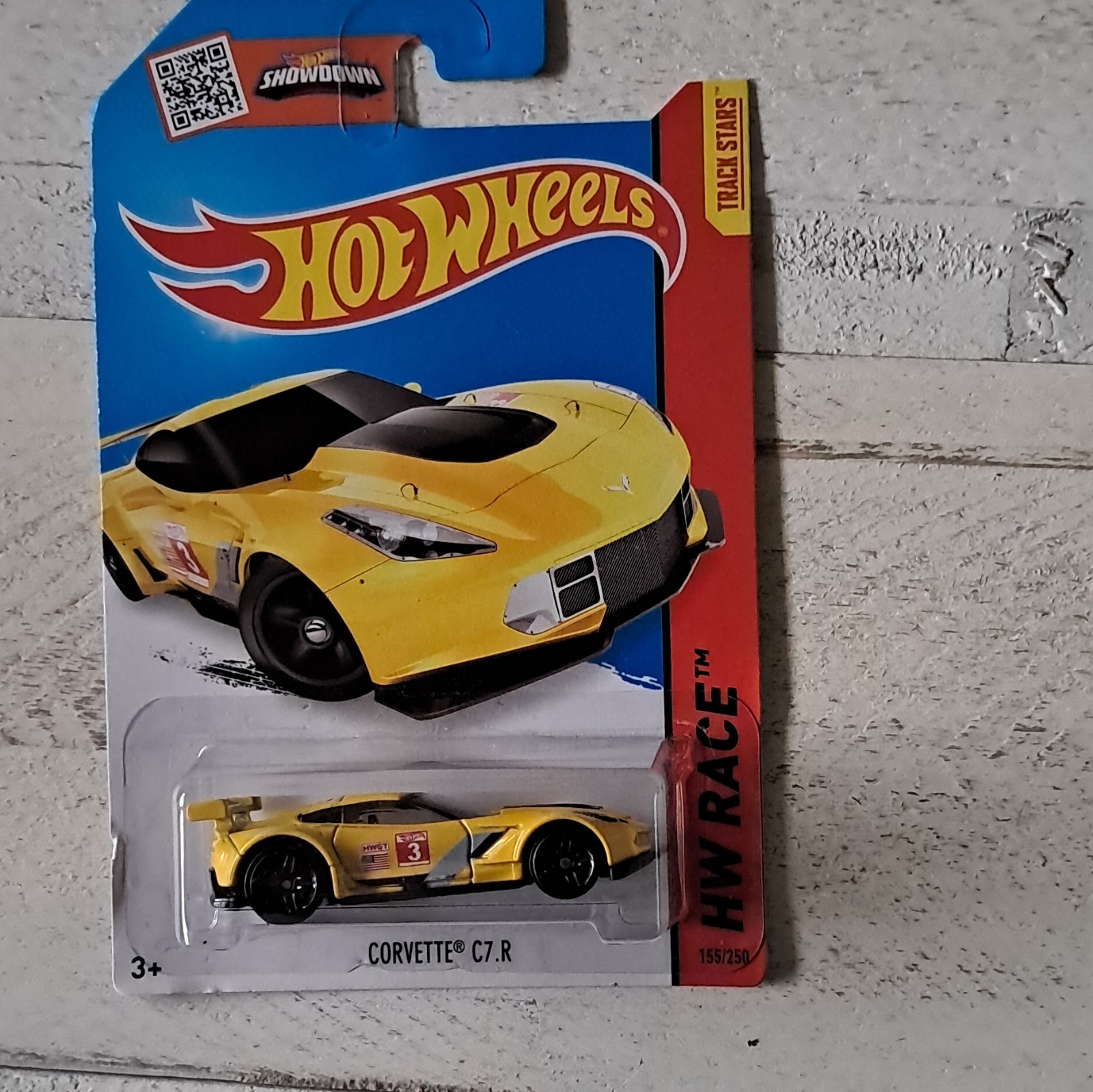 Hot Wheels Yellow Chevrolet Corvette C7R #3 TRACK STARS HW RACE 155/250