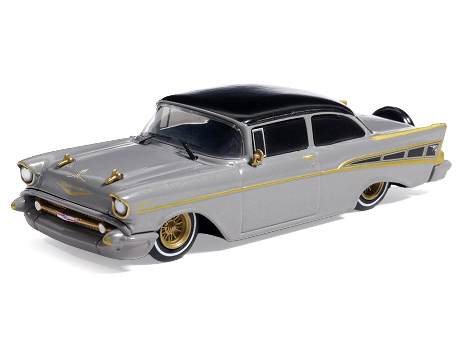 1957 CHEVROLET BEL AIR LOWRIDER GRAY 1/64 DIECAST MODEL CAR BY IXO IA64014