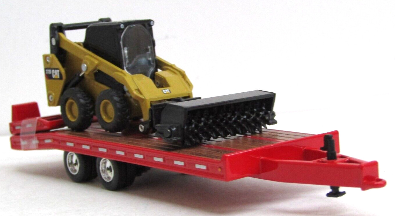 DCP 1:64 *red* Tandem Axle beaver tail tag trailer w/Cat skidsteer new no box