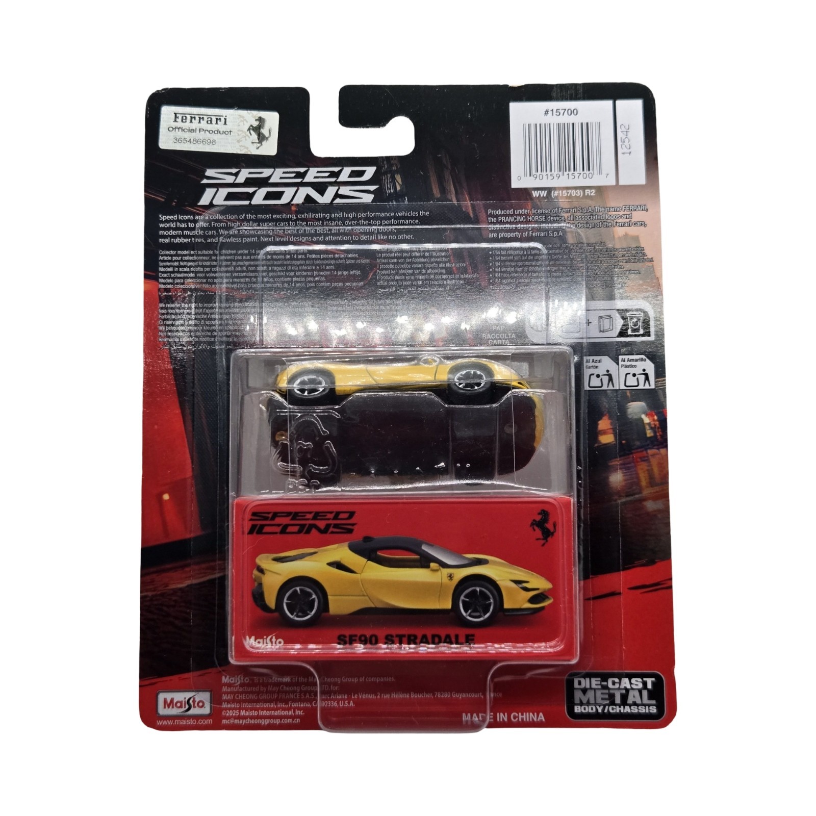2025 Maisto Ferrari SF90 Stradale Yellow Speed Icons Limited Edition