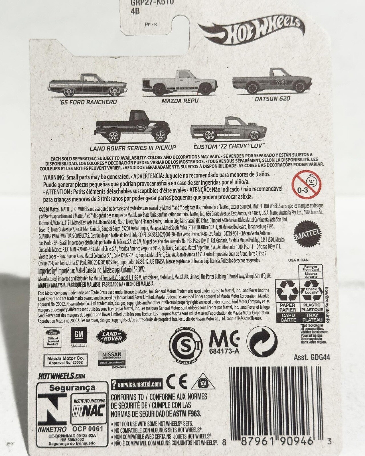 Diecast 1/64 Lot Of 4 Mazda, Chevy & Ford Pickup trucks Hot wheels