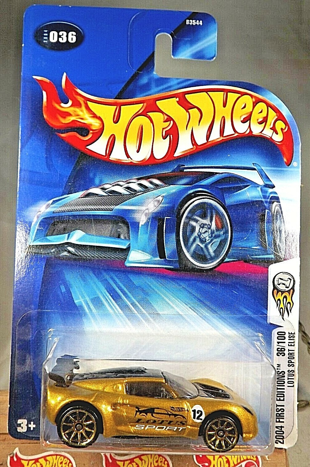 2004 Hot Wheels #36 First Editions 36/100 LOTUS SPORT ELISE Gold w/Gold 10 Spoke