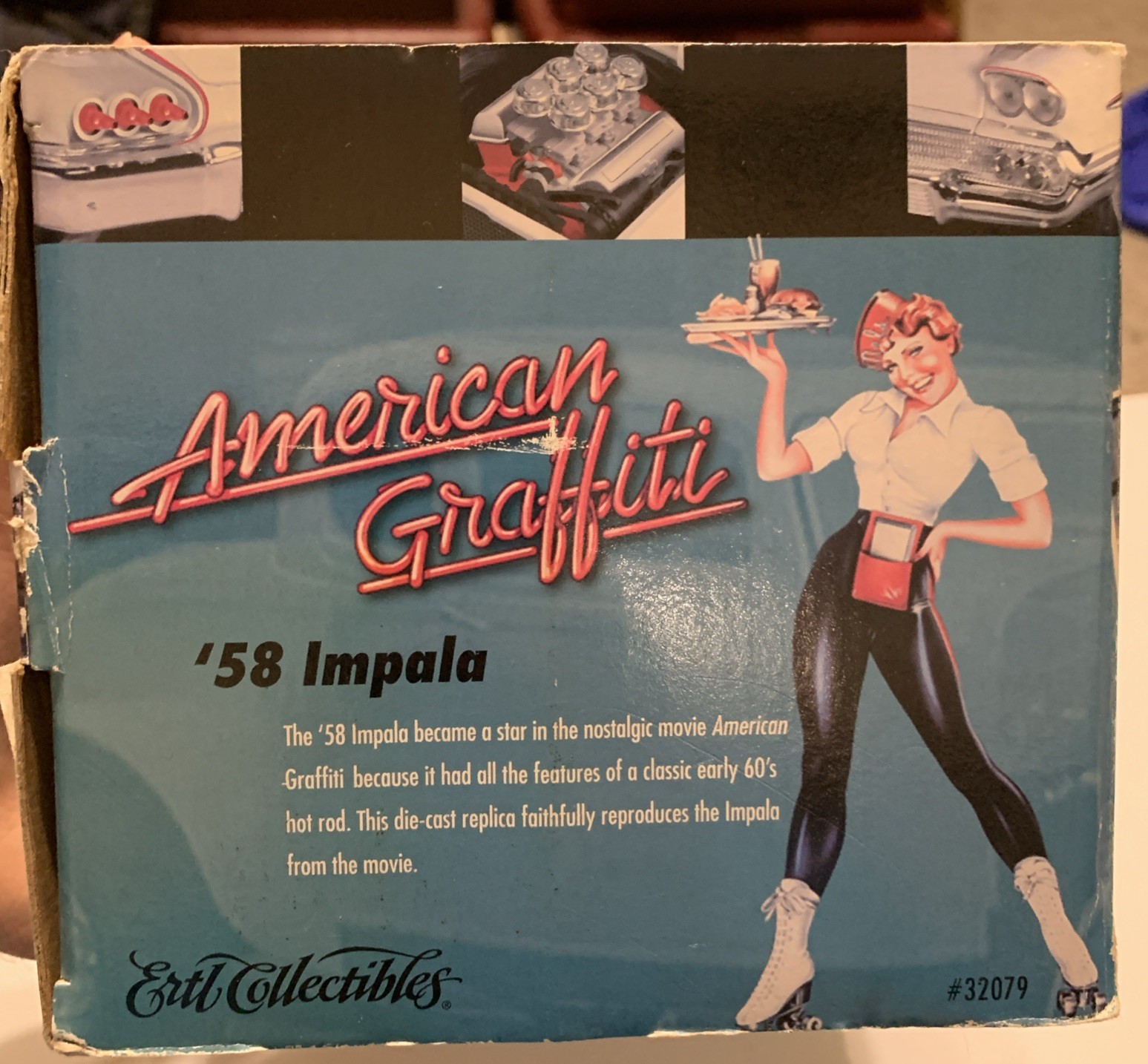 ERTL 1958 Chevrolet Impala AMERICAN GRAFFITI White 1/18 Scale Signed By Debbie