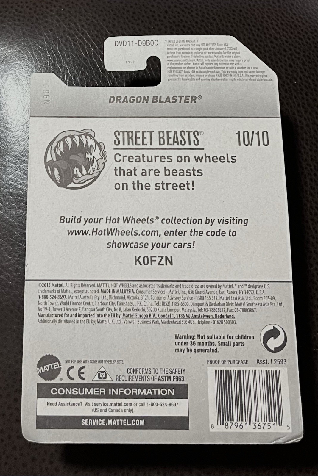 🏁 Hot Wheels 2017 Treasure Hunt Purple Dragon Blaster HW Street Beasts 🏁