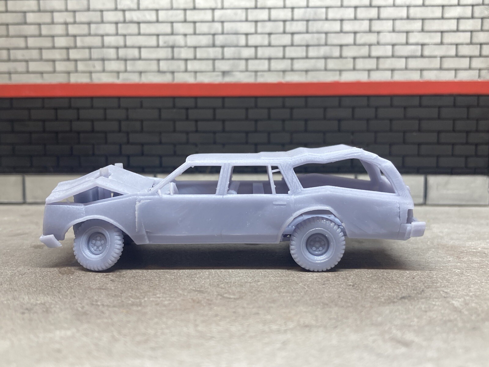 1/64 Scale 3D Printed Chevy Wagon Demolition Derby Demo Car For Diecast Diorama