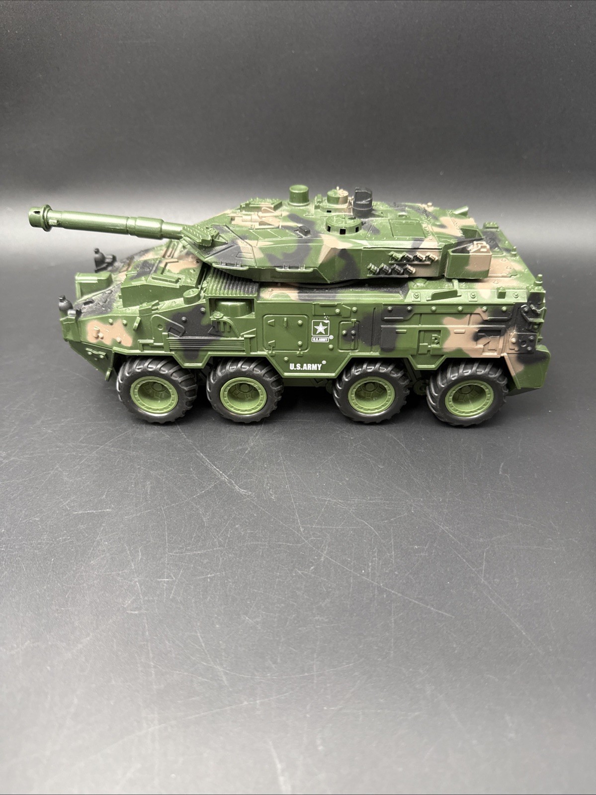 U.S. Army Tank Battle Action Cannon Push & Go Friction Motor Sounds Lights Toy