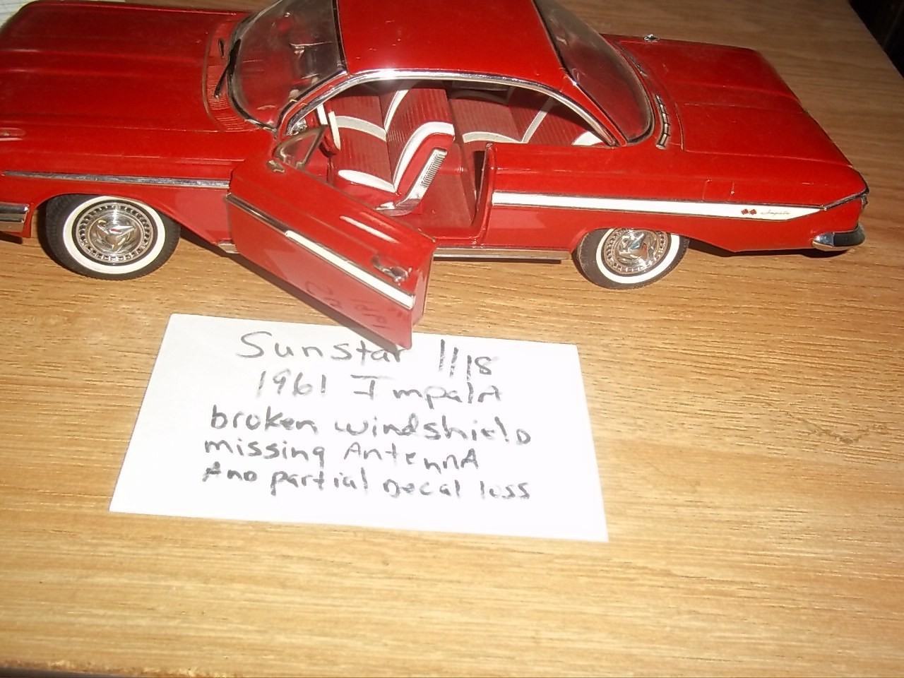 Sun Star 1:18 1961 Chevrolet Impala SS 409 Red Diecast Car