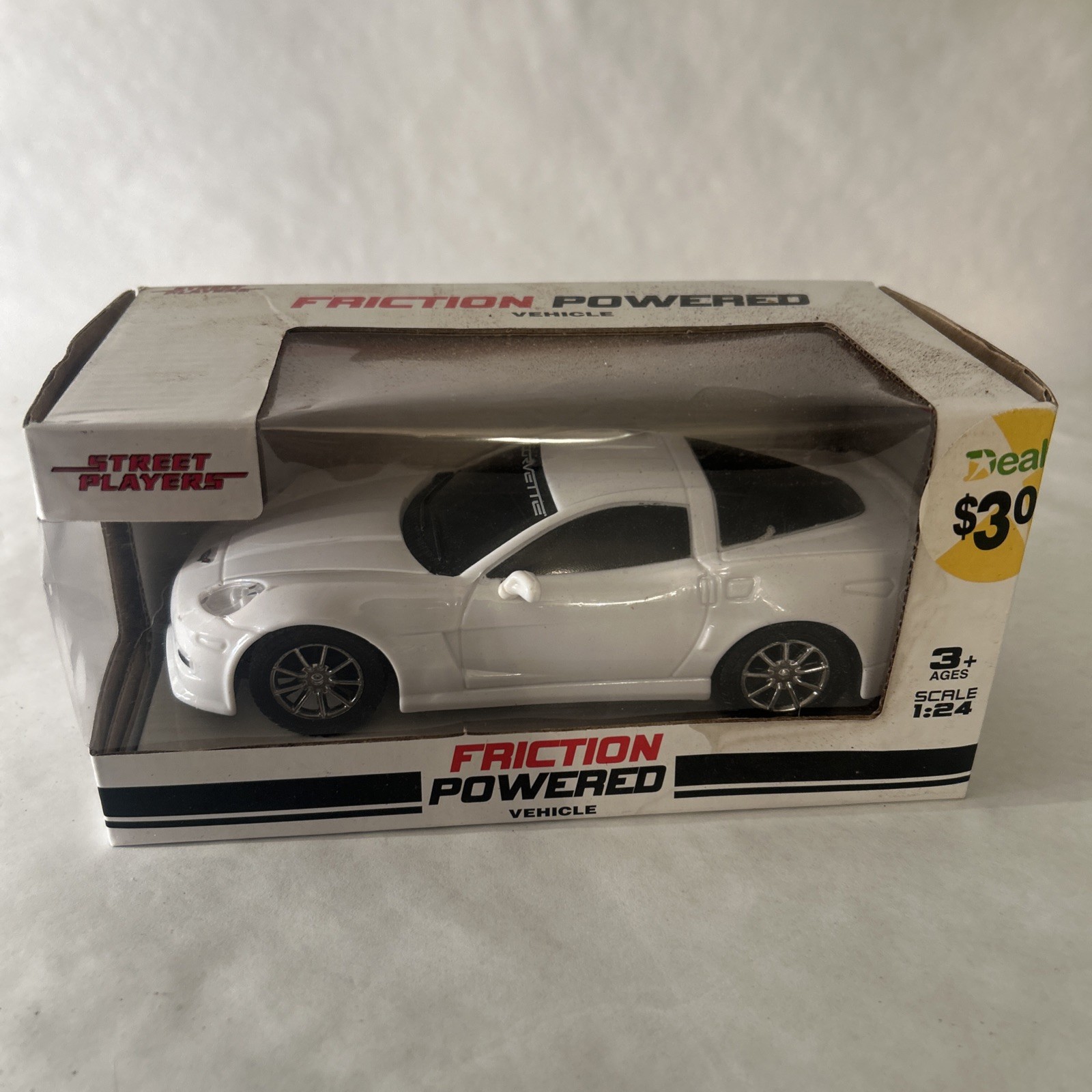 Corvette C6.R 1:24 Scale Licensed Friction Toy Car White New In Box
