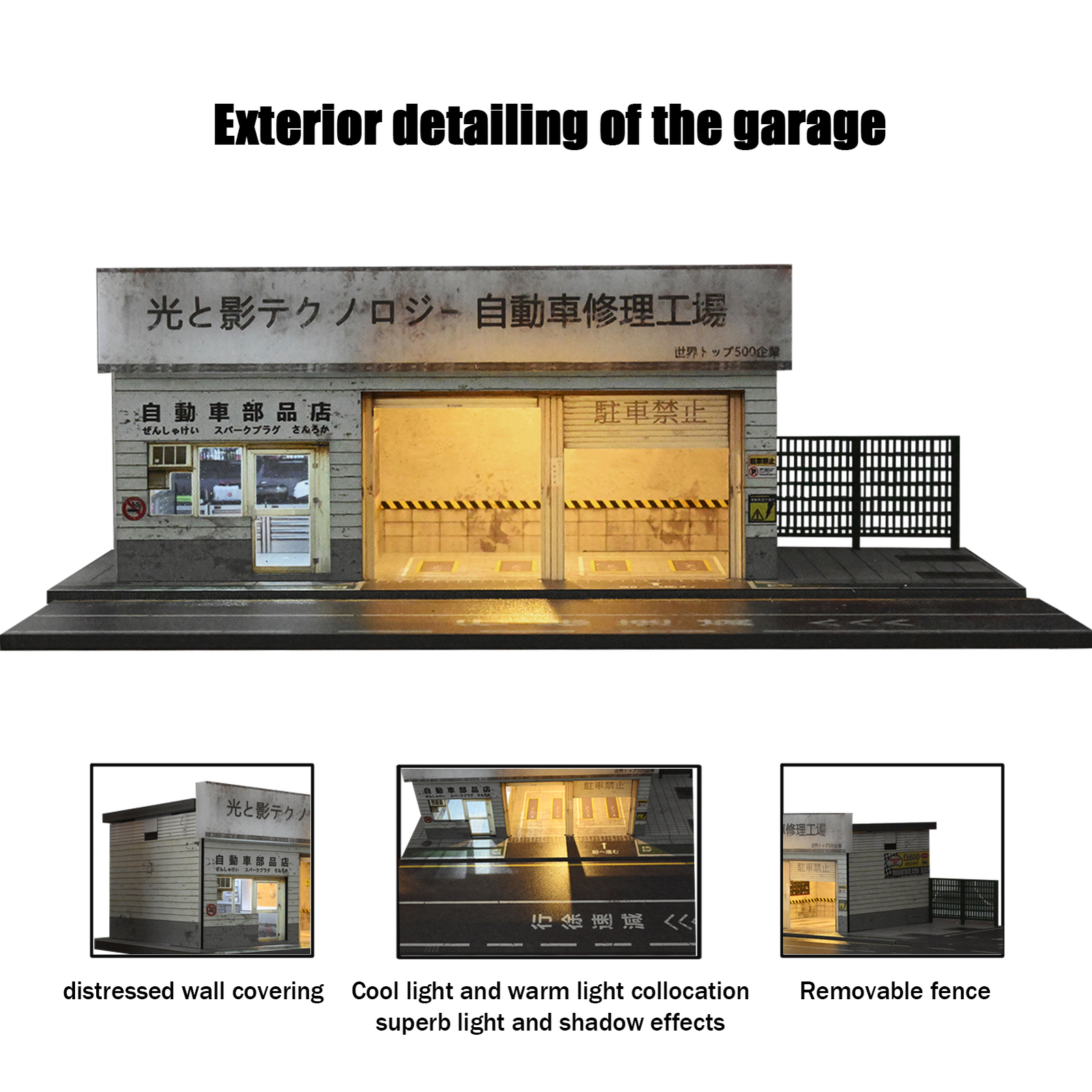 US Diorama 1/64 Diecast Garage Model LED Lighting Parking Lot Scene Display Case