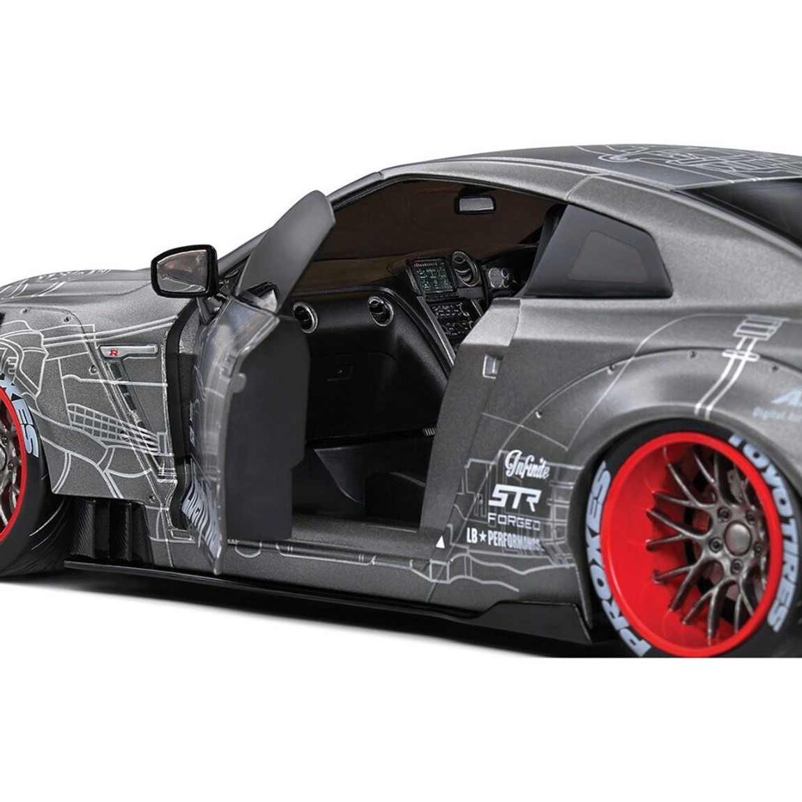 Solido 1:18 2020 Nissan GT-R (R35) Liberty Walk Body Kit 2.0 Grey S1805810 Model