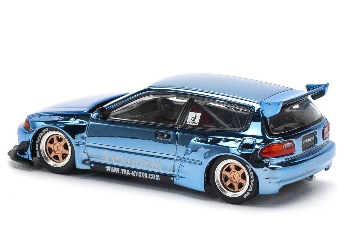 Pop Race Pandem Civic EG6 Blue Chrome 1:64 PR640206