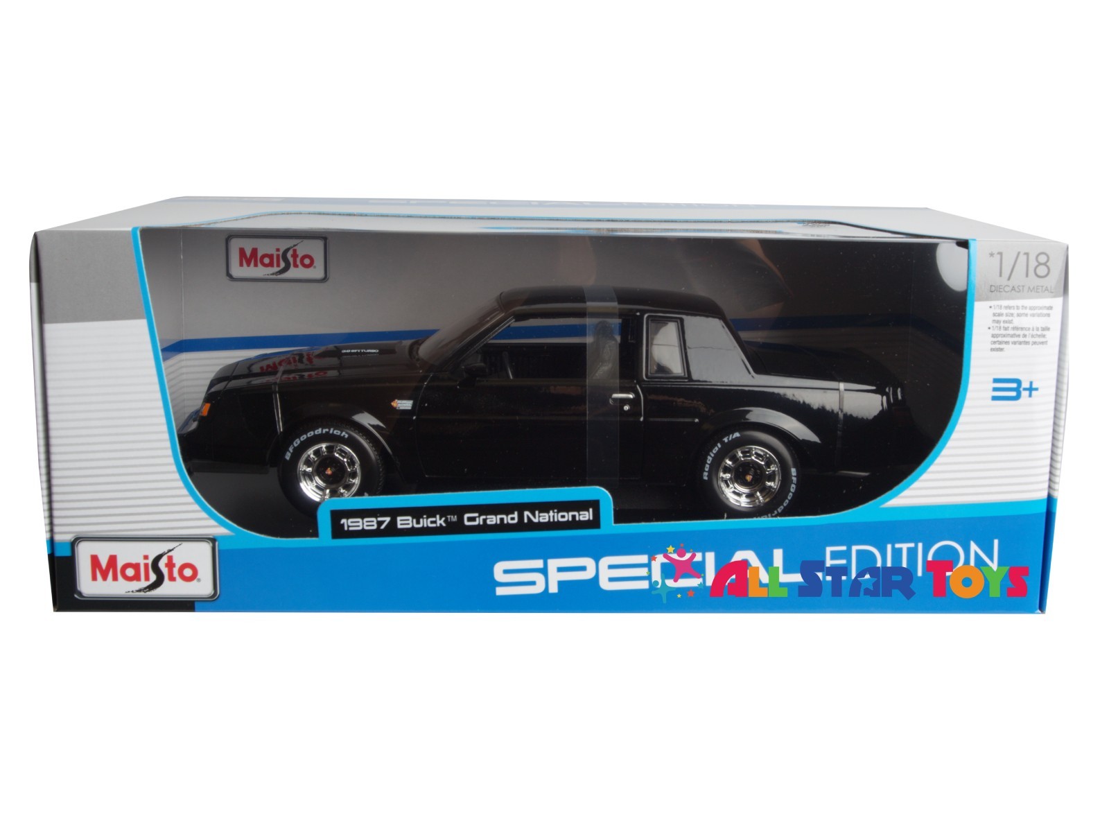 1987 BUICK REGAL GRAND NATIONAL BLACK 1/18 DIECAST MODEL CAR MAISTO 31479