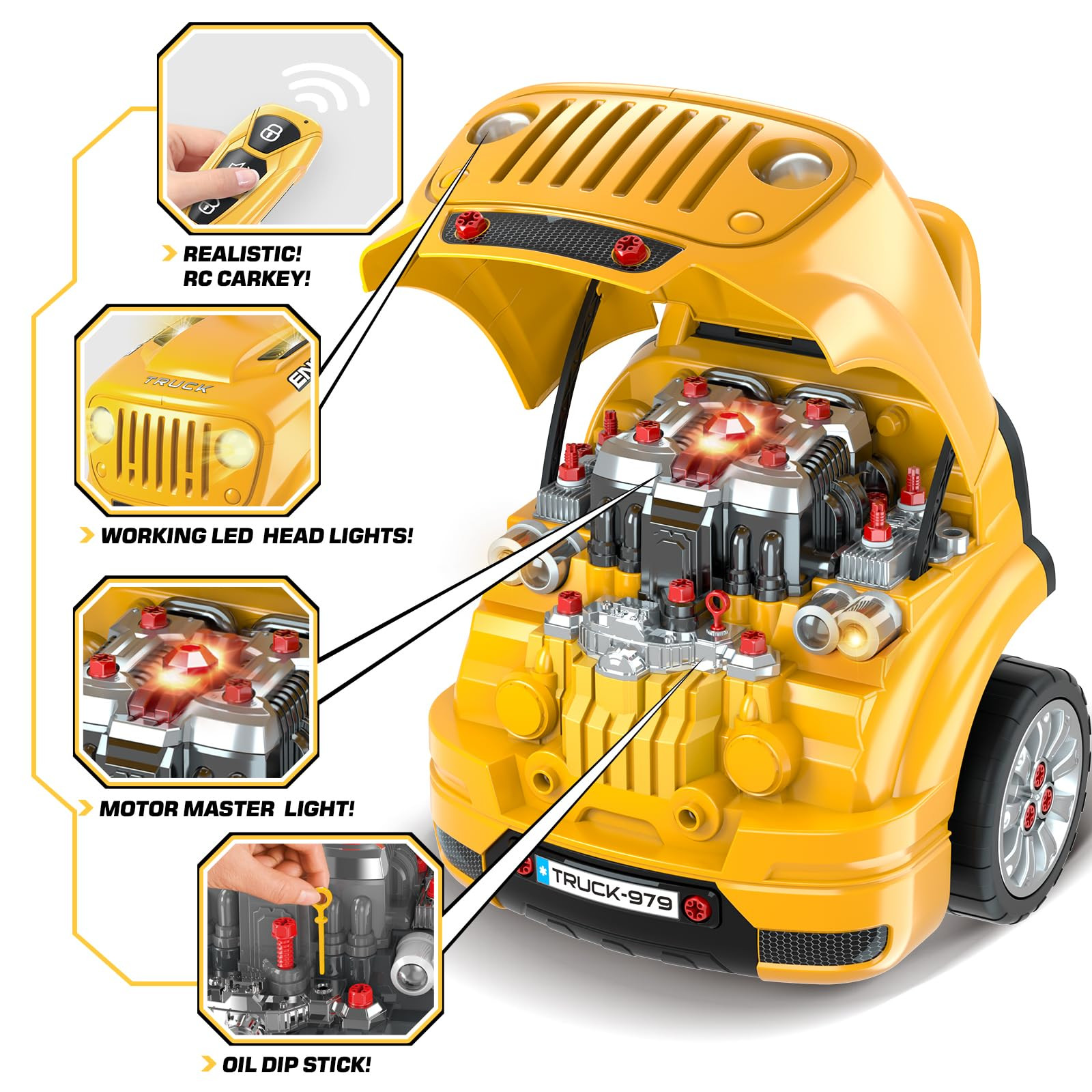 Toys Gifts for 3 4 5 6 7 8 Years Old Boys, Large Truck Engine, Mechanic Repai…