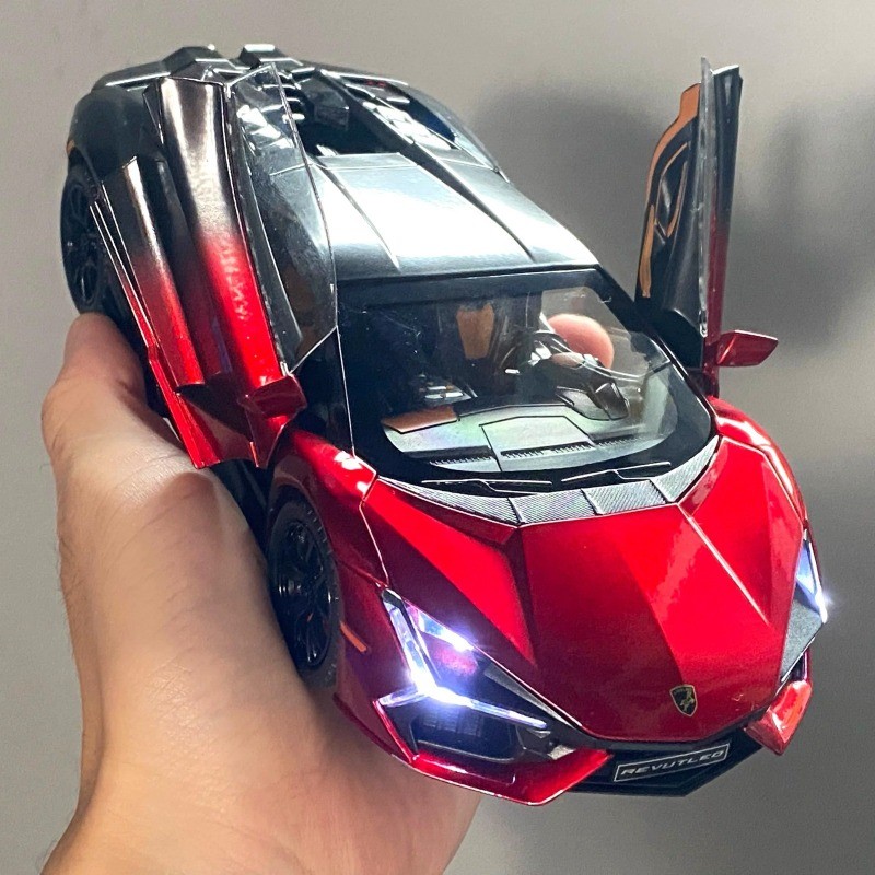 1:24 Lamborghini Revuelto Alloy Diecast-Cool Sound Light Pull-Back Car Toy Gift