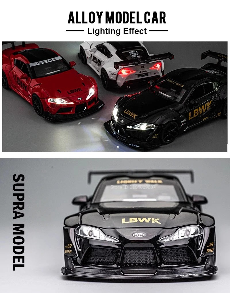 1:22 TOYOTA GR Supra Alloy Diecast Racing Car Model Sound/Light Toy Gift NEW