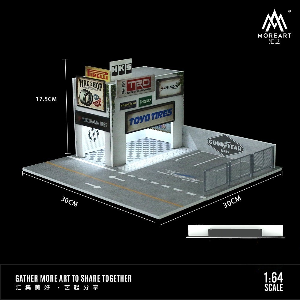 Diorama 1/64 Die-Cast Car Garage Model City LED Street Buildings Scene Gifts US