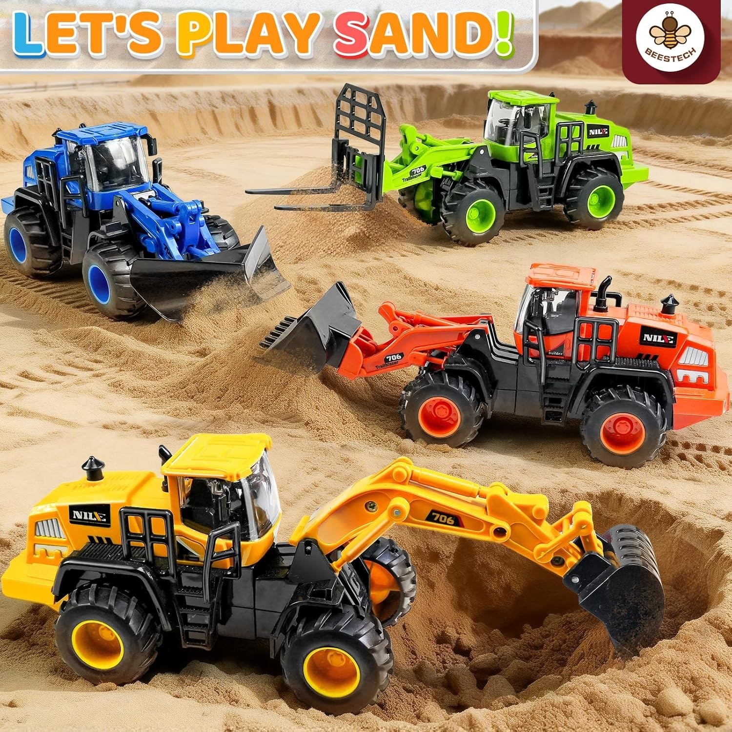 Construction Truck Toys for Boys 3-8 Years Excavator Forklift Bulldozer