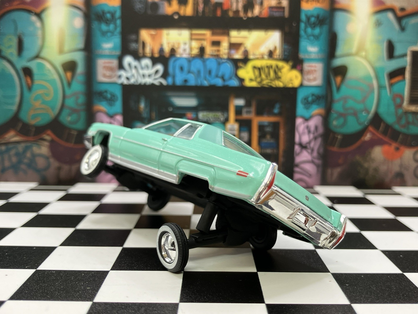 1971 Cadillac DeVille Lowrider 1/64 Scale Custom Diecast Car 3 Wheel Stance
