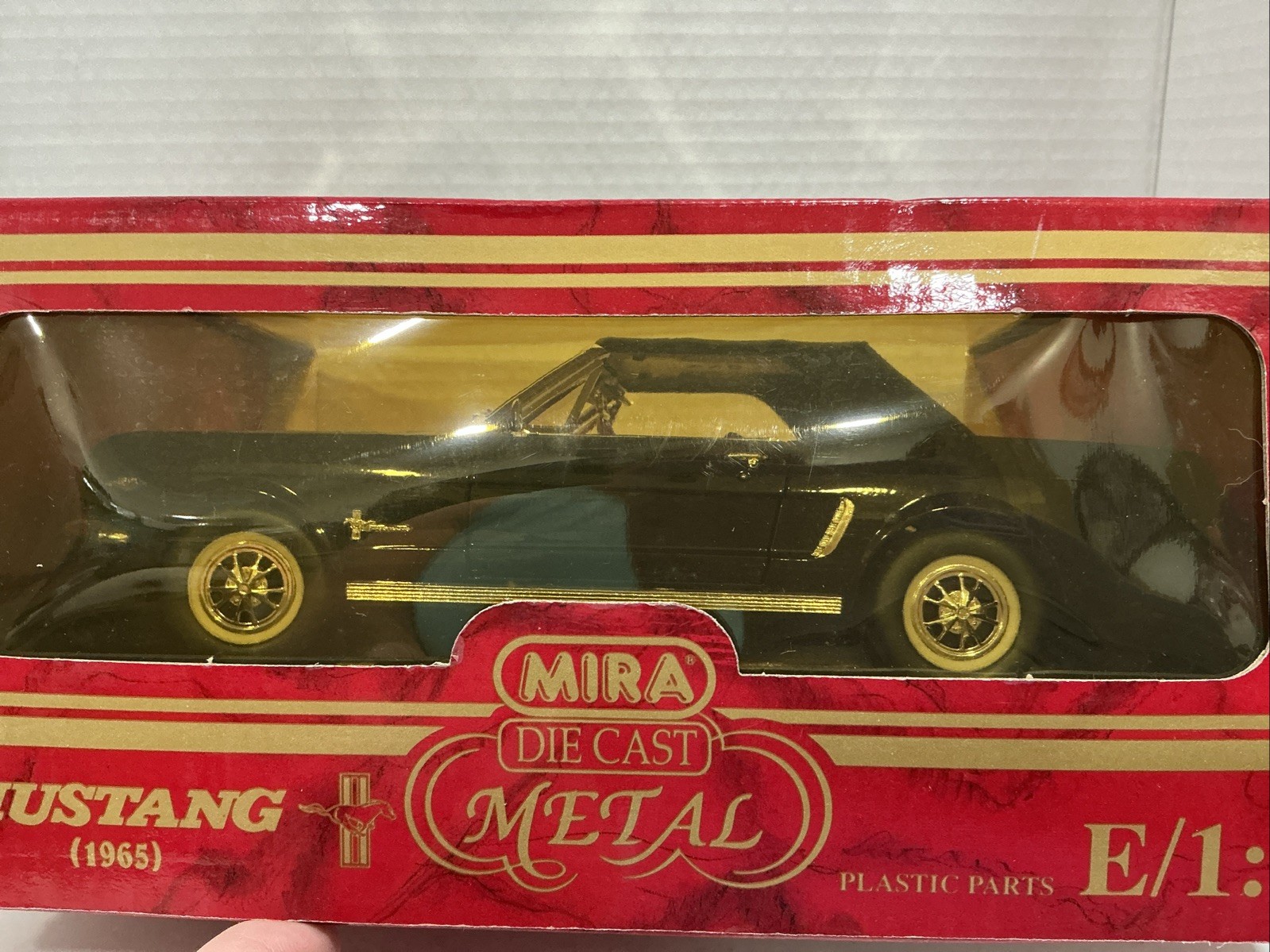 MIRA GOLDEN LINE 1965 Ford Mustang ~ Black With A Black Soft Top 1:18 Diecast