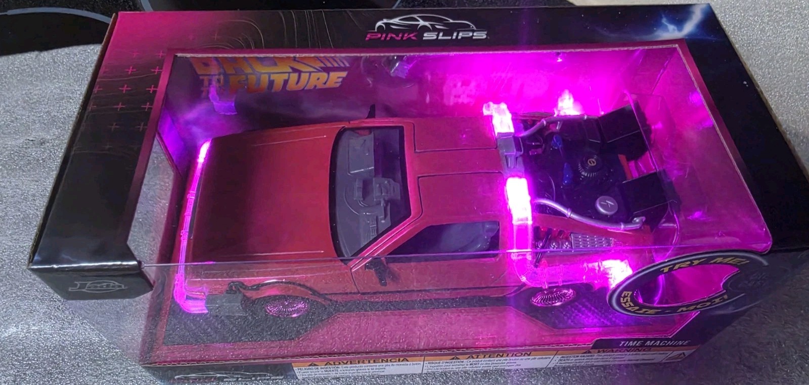 NEW Jada Pink Slips Back to the Future DeLorean Time Machine PINK CHASE 1/24