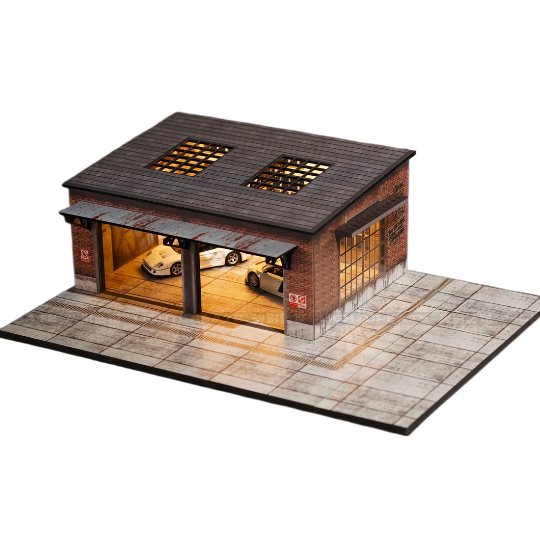 Diorama 1/64 Car Garage Model LED Lighting Factory Model Cars Display Case US