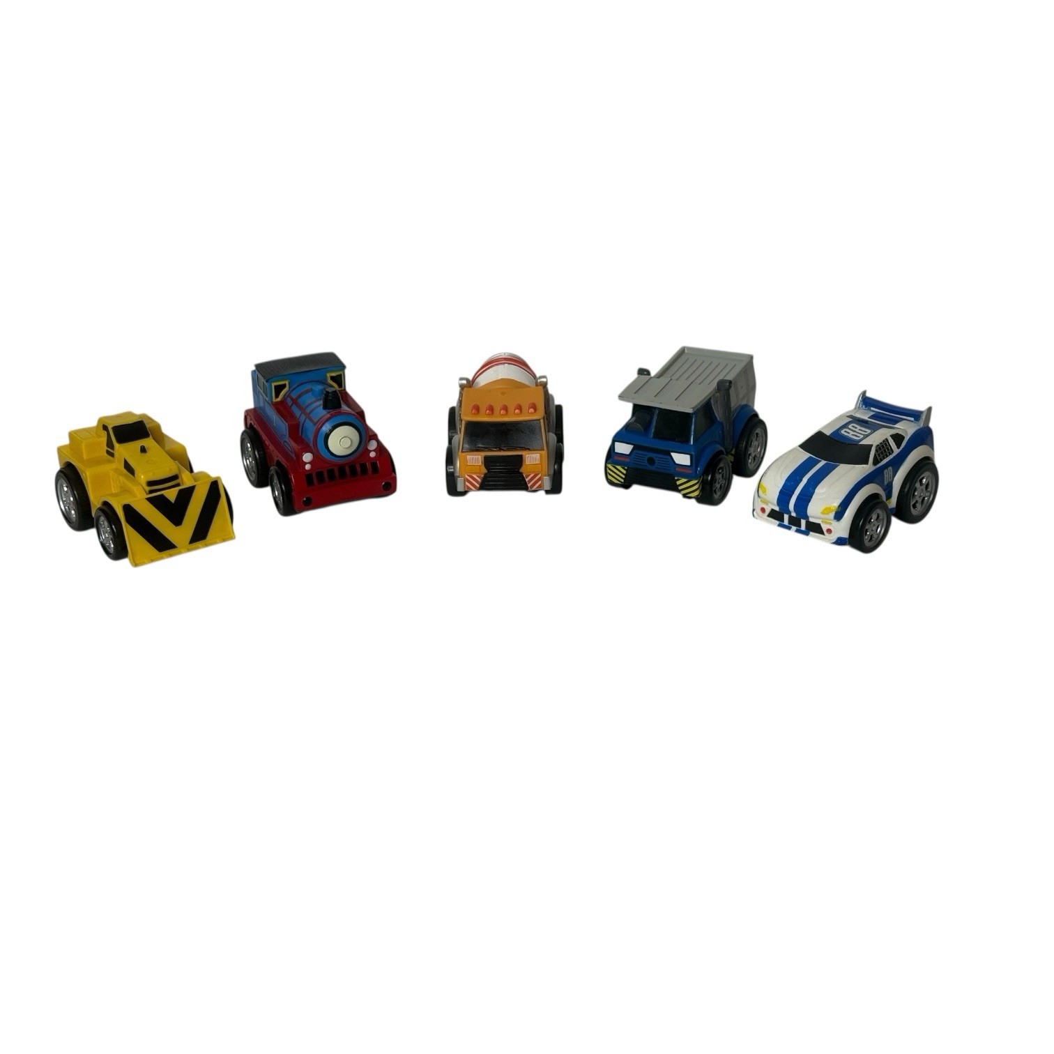 Kid Galaxy Lot Of 5 Toy Truck Train Toddler Pull Back Vehicles