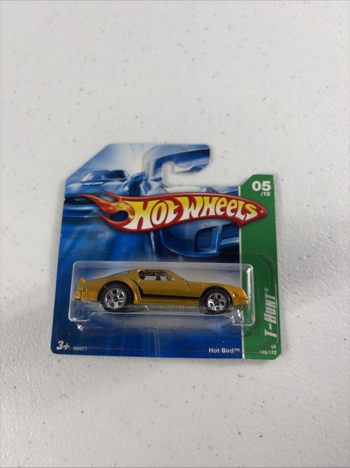 2007 HOT WHEELS TREASURE HUNT PONTIAC HOT BIRD GOLD SHORT CARD 5/12 #165/172