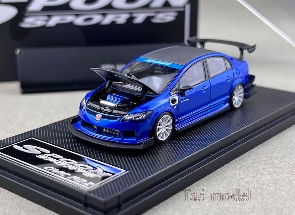 MT 1:64 Blue Carbon Civic Type R FD2 Sports Model Diecast Metal Car