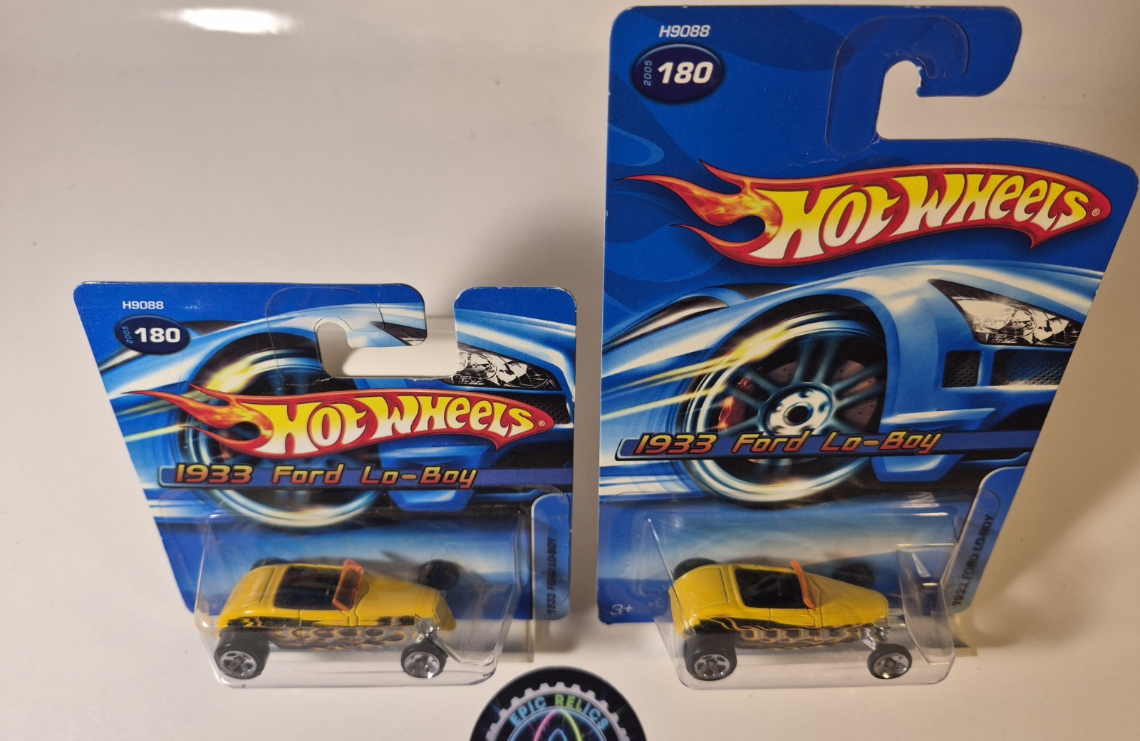🌟BOTH! HotWheels 2005 1933 Ford Low Boy, Reg & Short Card, 👀 W/ Protector‼️