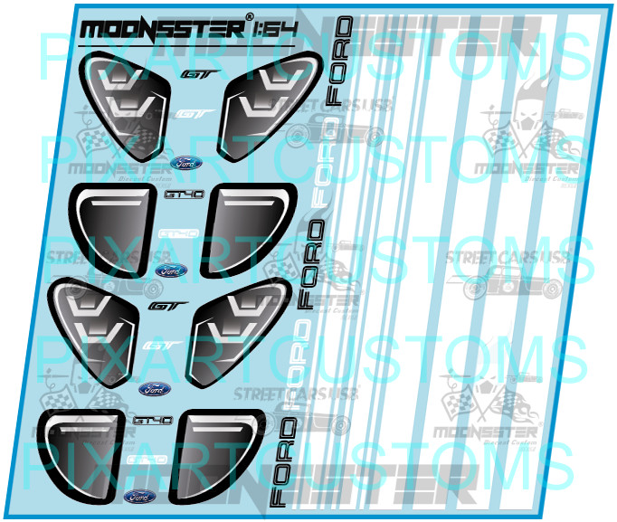 Ford GT GT40 White Toner 1/64 Water Slide Decal Set For Hot Wheels