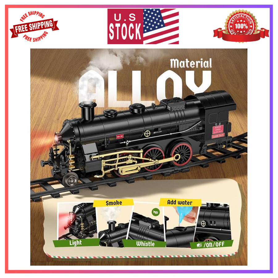 Hot Bee Train Set Alloy Toy w/ Lights Smoke Sound for Kids 3-8 Years