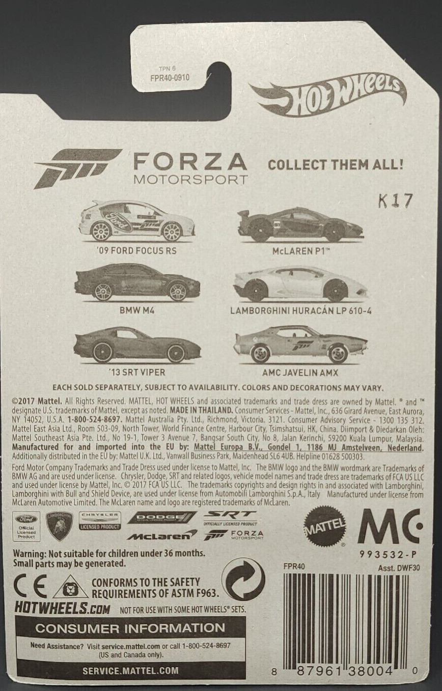 Hot Wheels 2017 Forza Motorsport Ford Falcon Race Car XBOX Green 1:64 Diecast