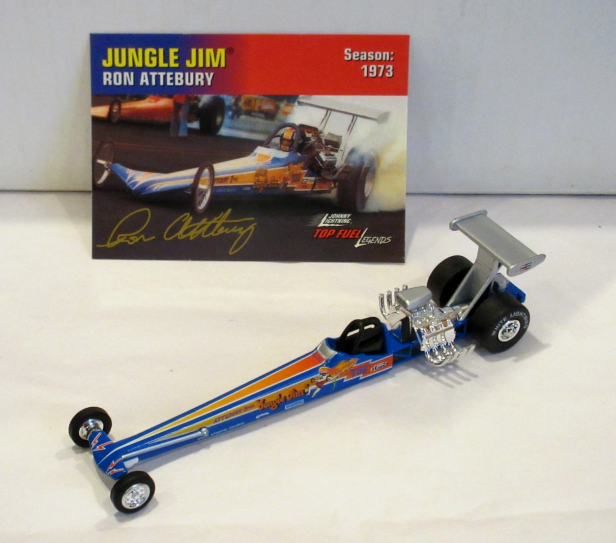 JOHNNY WHITE LIGHTNING NHRA DRAG RACING LEGENDS JUNGLE JIM ’73 TOP FUEL DRAGSTER