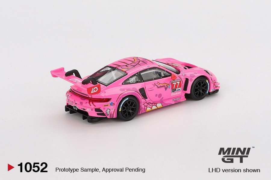 MINI GT 1052 Porsche 911 GT3 R #77 2024 IMSA Road America AO Racing New 1/64