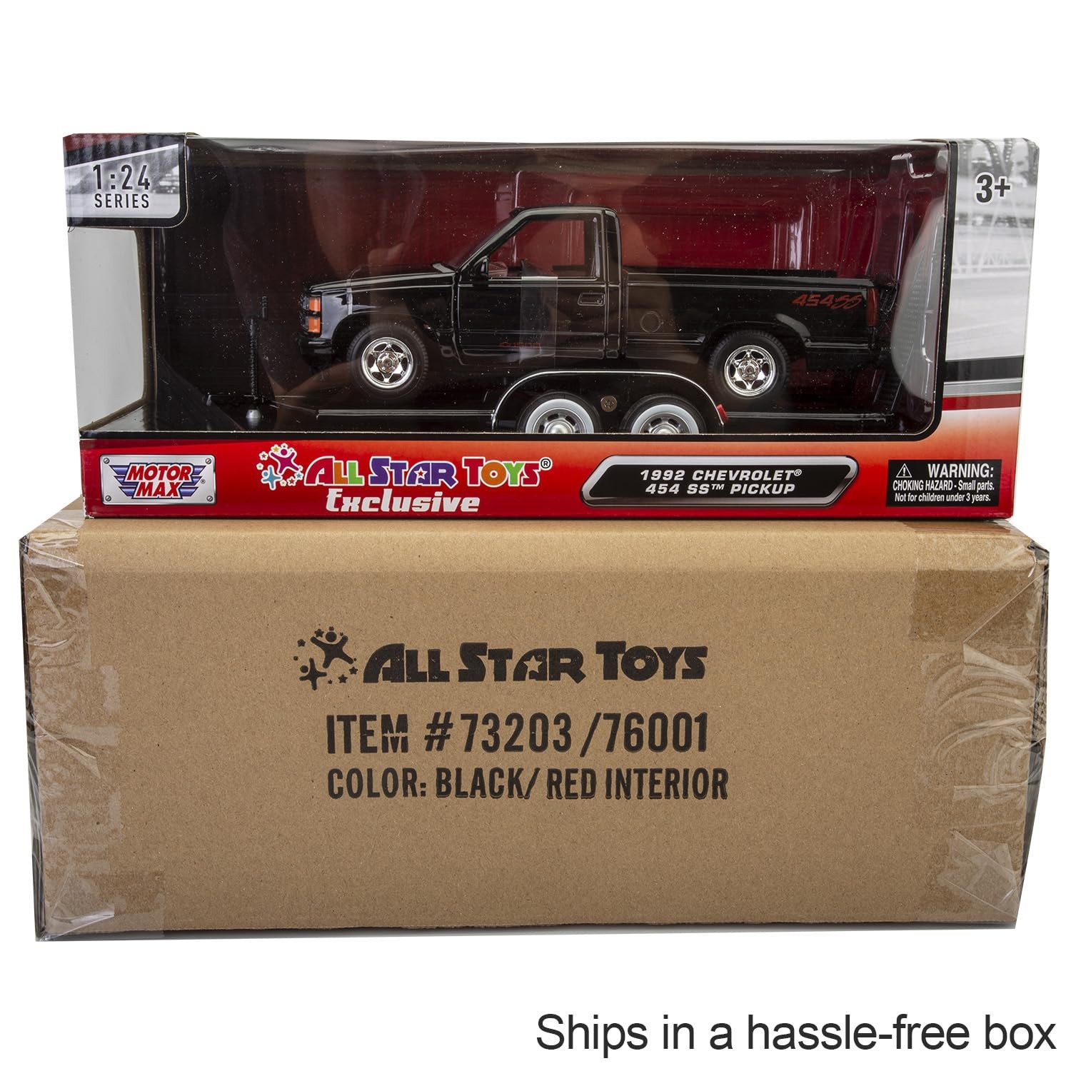 1992 Silverado C1500 454SS, Black with Red Interior, and Towing Trailer, 1:24…