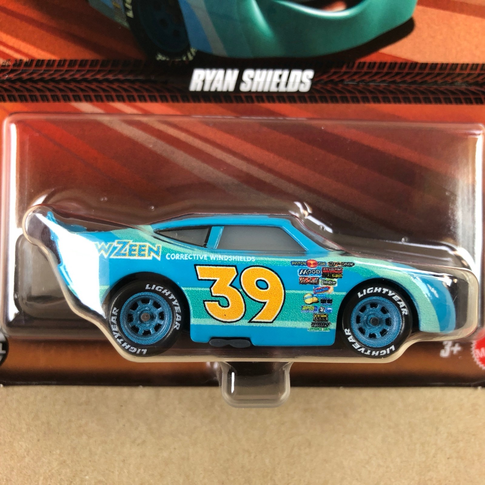Disney Pixar Cars Ryan Shields #39 Blue 1:55 Scale Diecast 2024 Mattel Car Toy