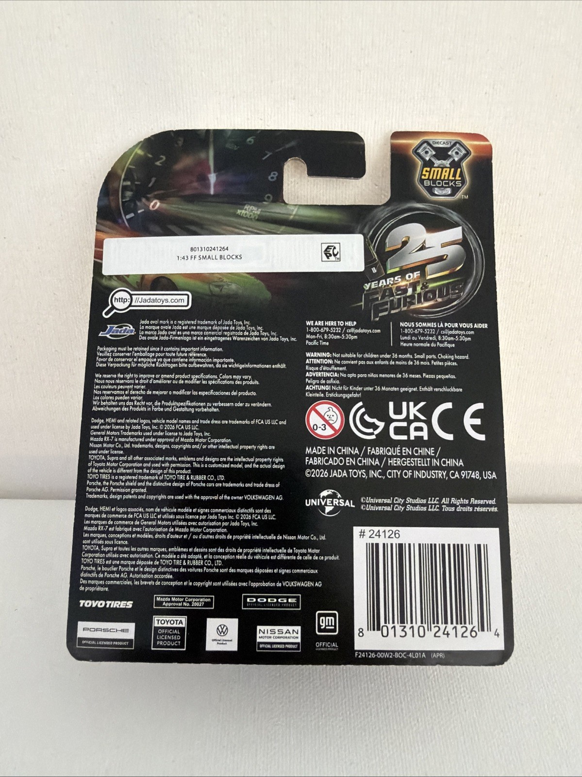Jada Fast & Furious 25 Years Small Blocks 1/43 Porsche 911 GT3 (996)