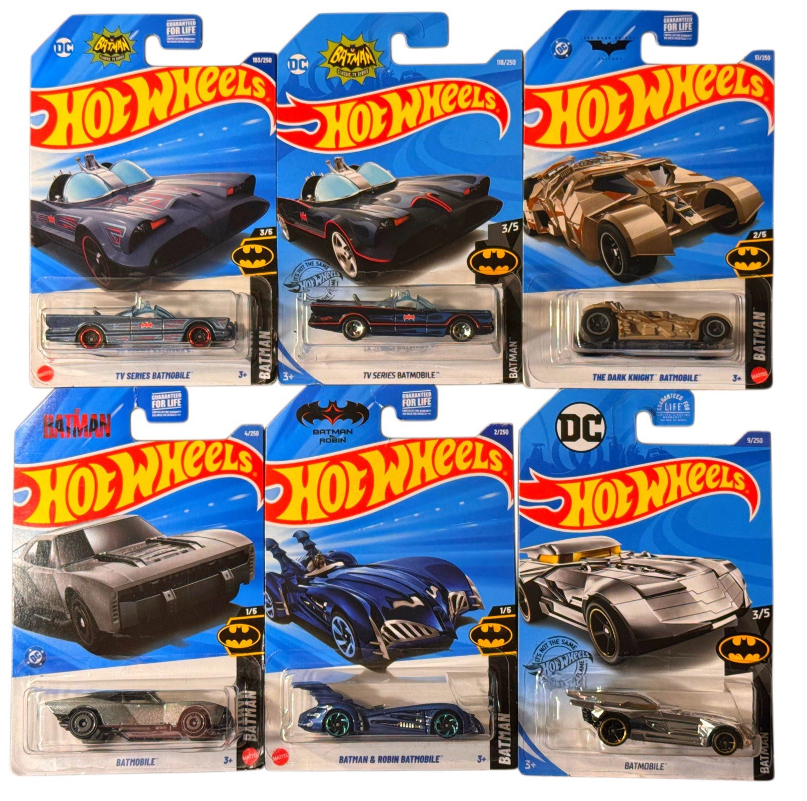 Hot Wheels Batman Batmobile Lot of 6 TV Series Dark Knight DC Mainline Set NEW🔥