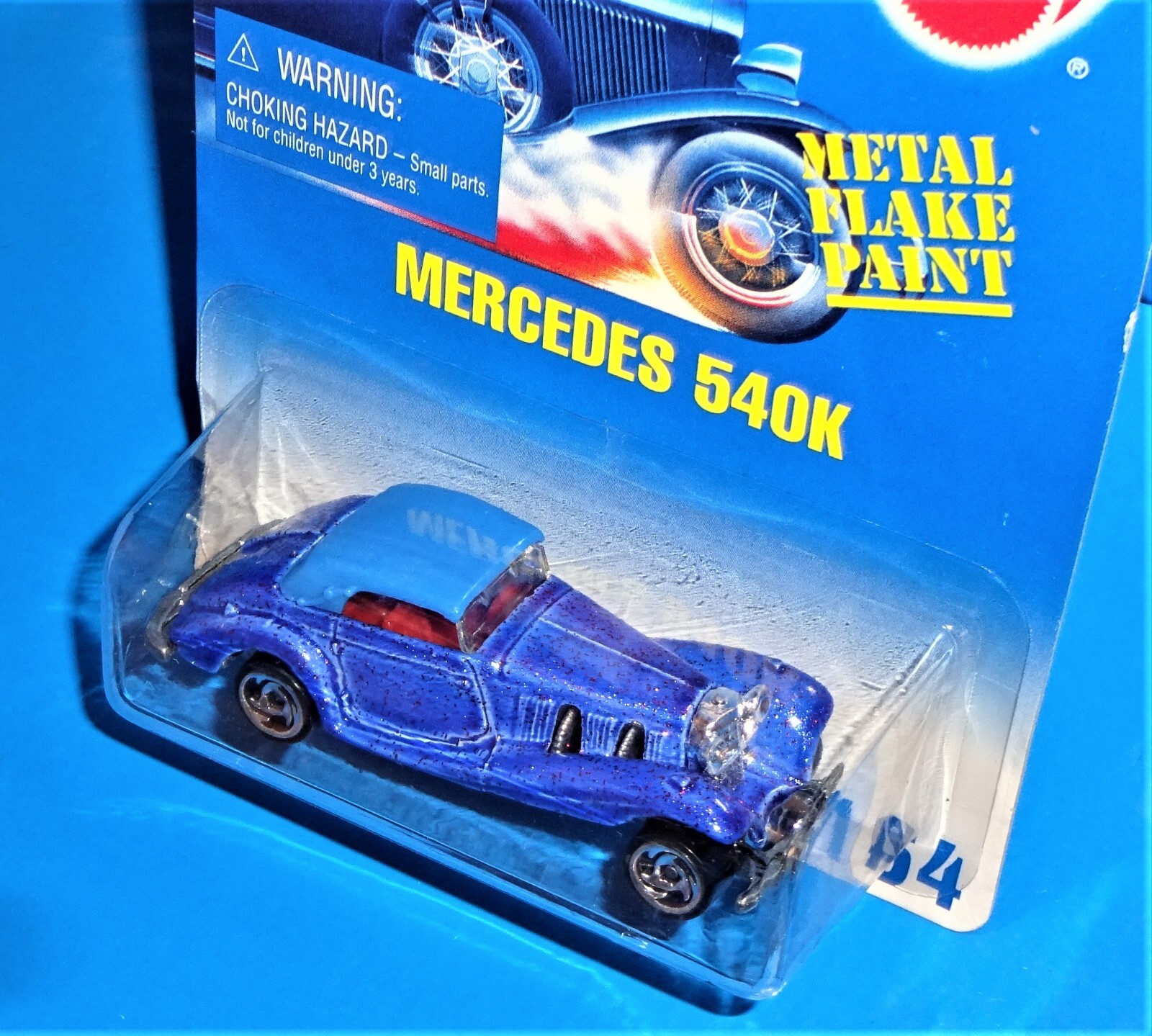Hot Wheels Mid 1990s Mainline #164 Mercedes 540K Blue w/ Glitter Flakes SBs