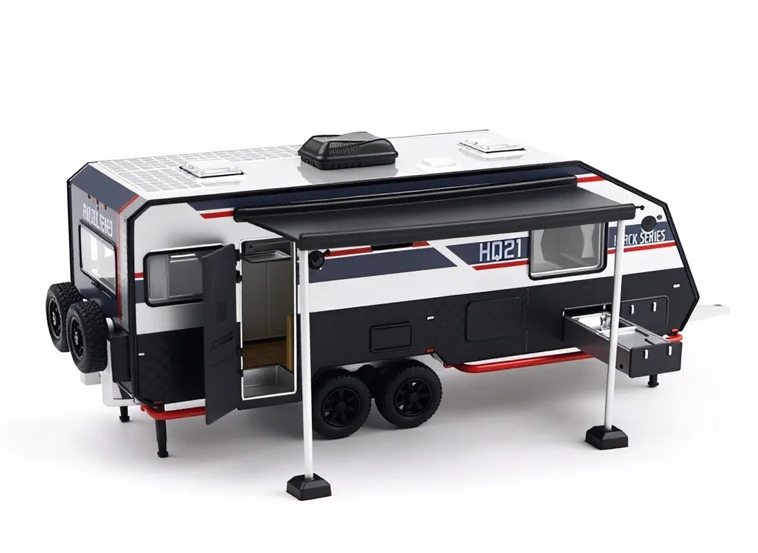 XCARTOYS 1:64 Black Series HQ21 Off Road Trailer RV Model Diecast Metal Car