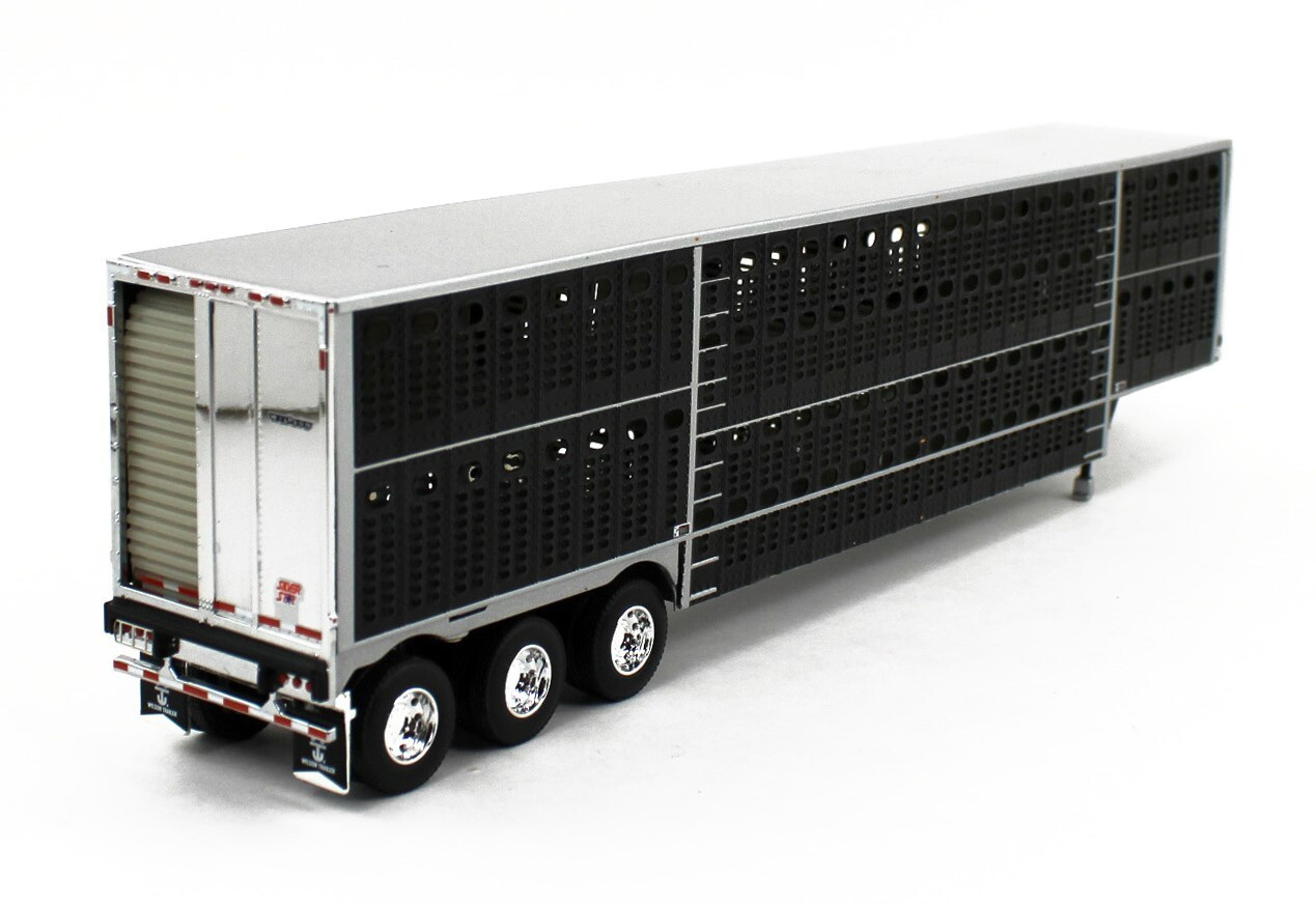 DCP 1:64 SILVER & BLACK Wilson Silverstar TRI-AXLE Livestock Semi Trailer
