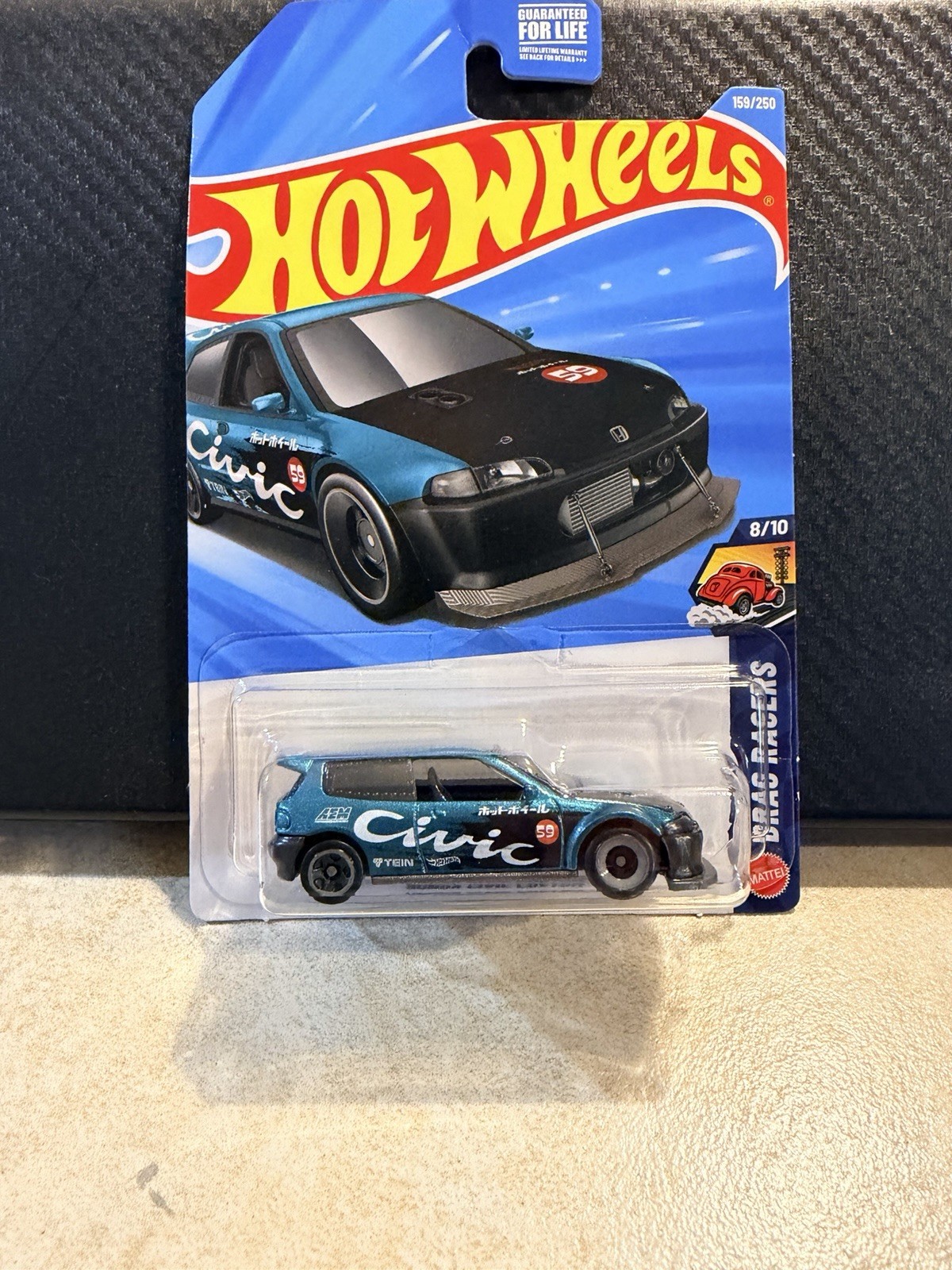 Chase Hot Wheels Honda Civic Custom Drag Racers 1:64 Diecast Blue/Black 1992 #2