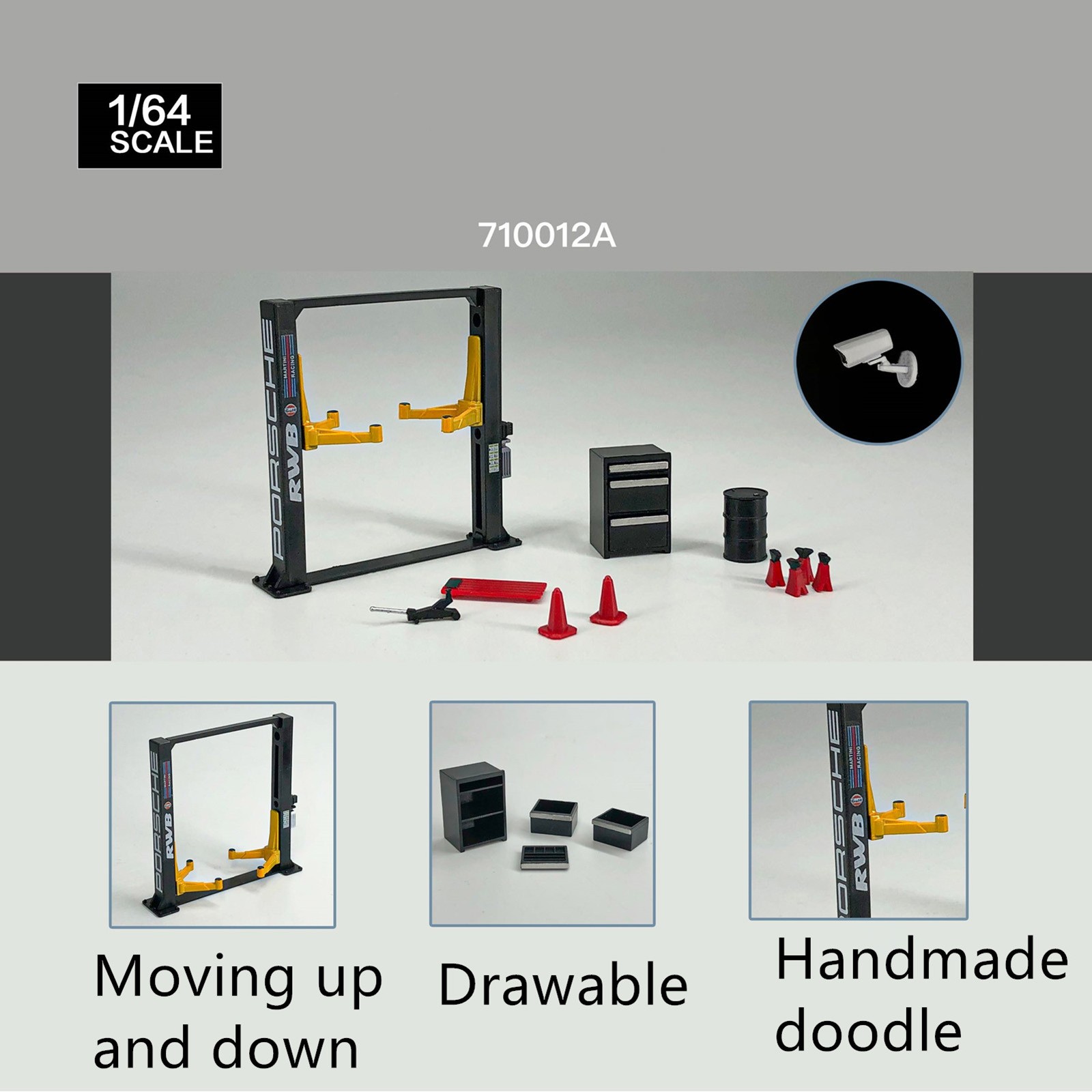 ABS 1/64 Model Car Display Diorama Garage Maintenance Tools Set Decoration;