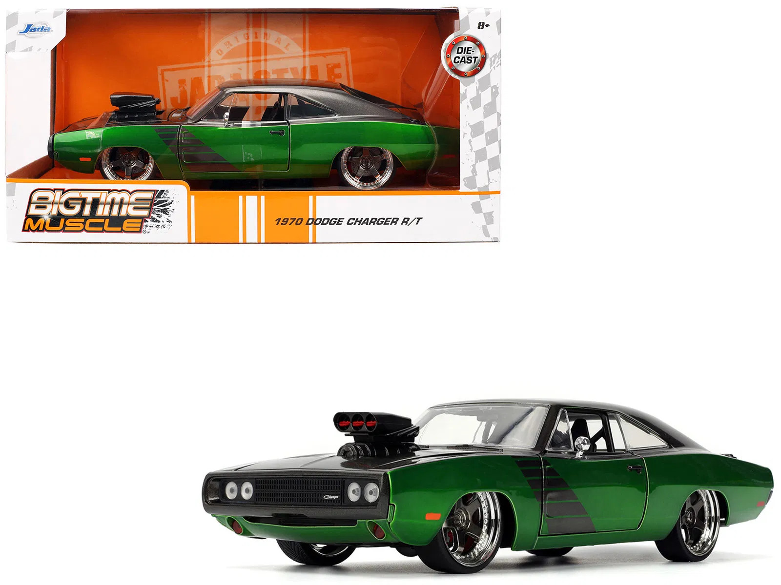 1970 Dodge Charger R/T (Dark Gray & Green Metallic) “Bigtime Muscle” Diecast Mod