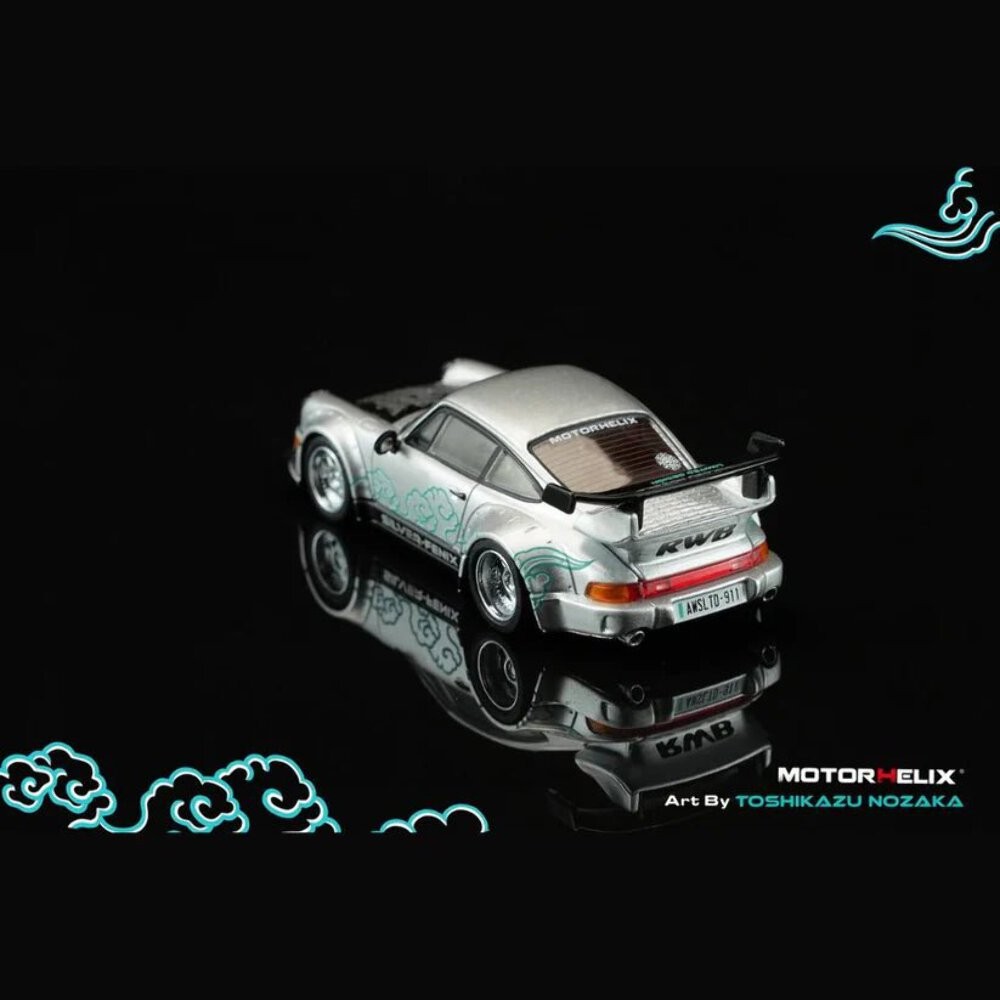 Motorhelix 1/64 RWB 911 (964) Silver-Fenix + Separate Air-Cooled 964 Engine Cool