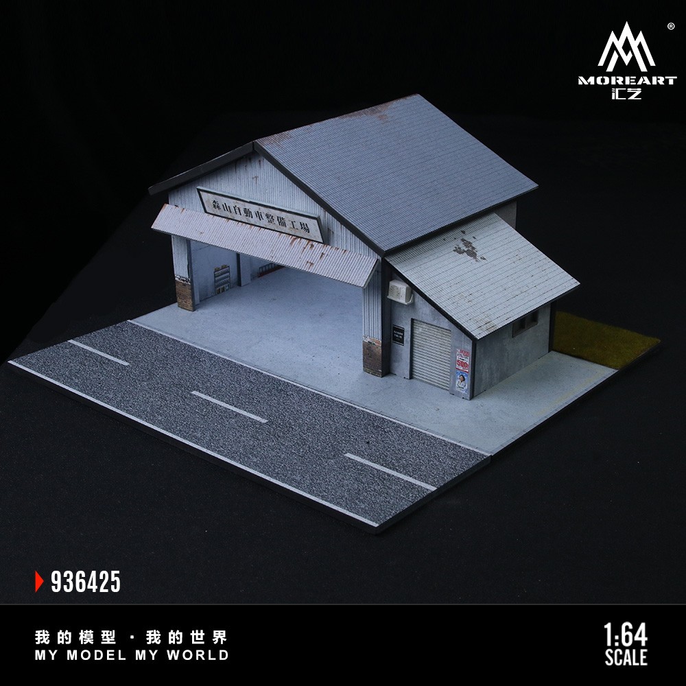 1 /64 Diorama Diecast Garage Model LED Lighting Model Car Display Case Building
